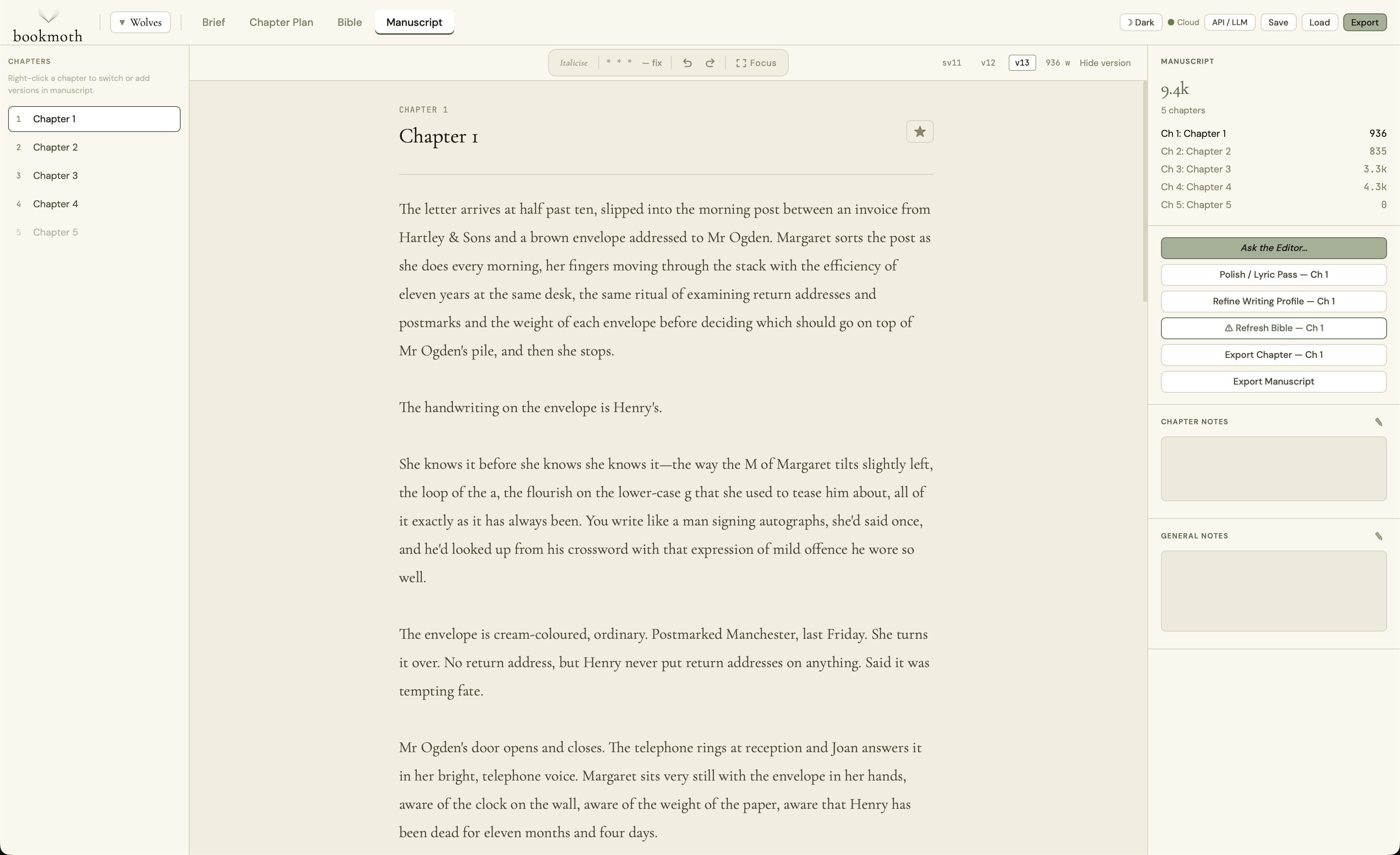Chapter drafted without a writing profile