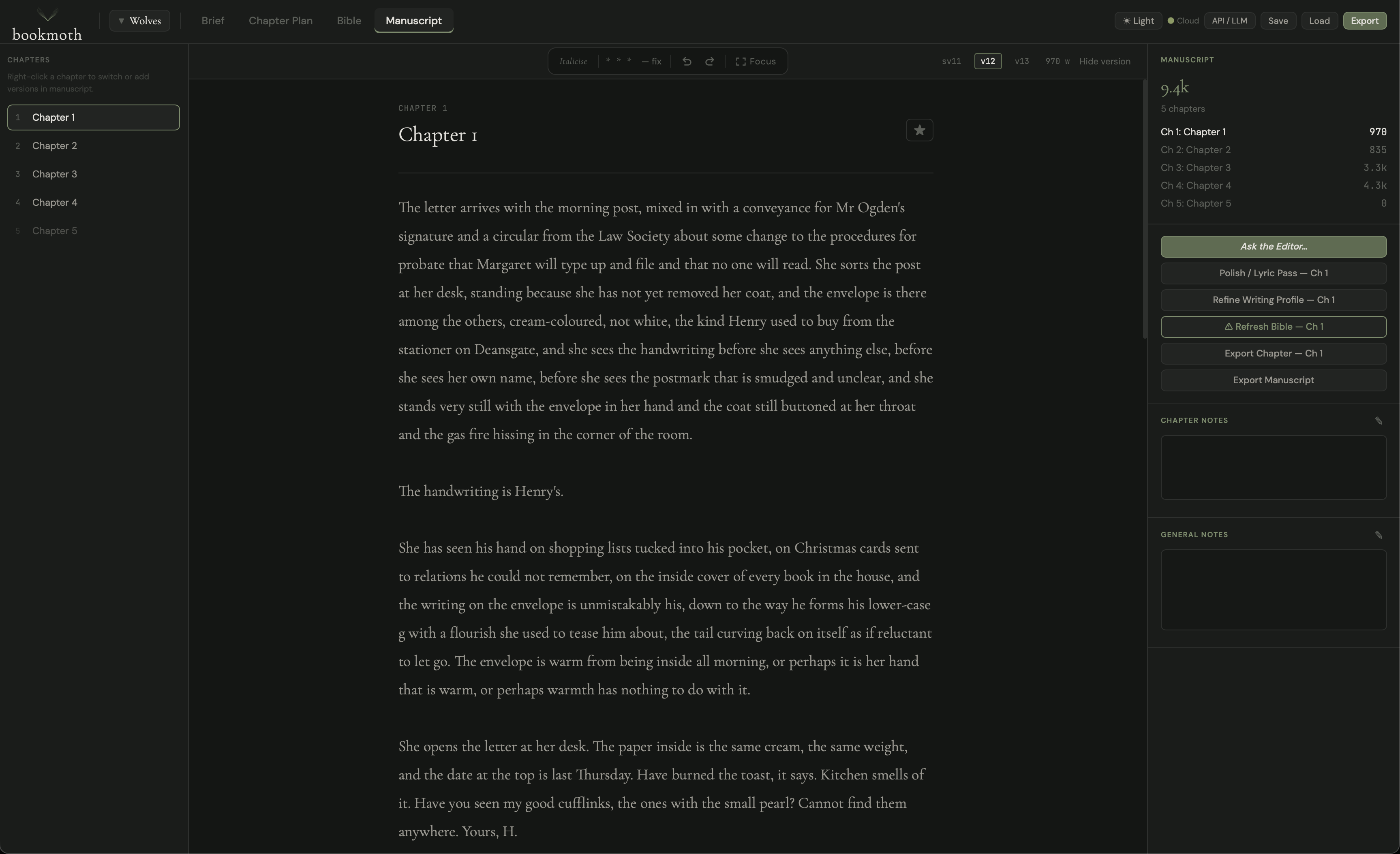 Chapter drafted with your writing profile