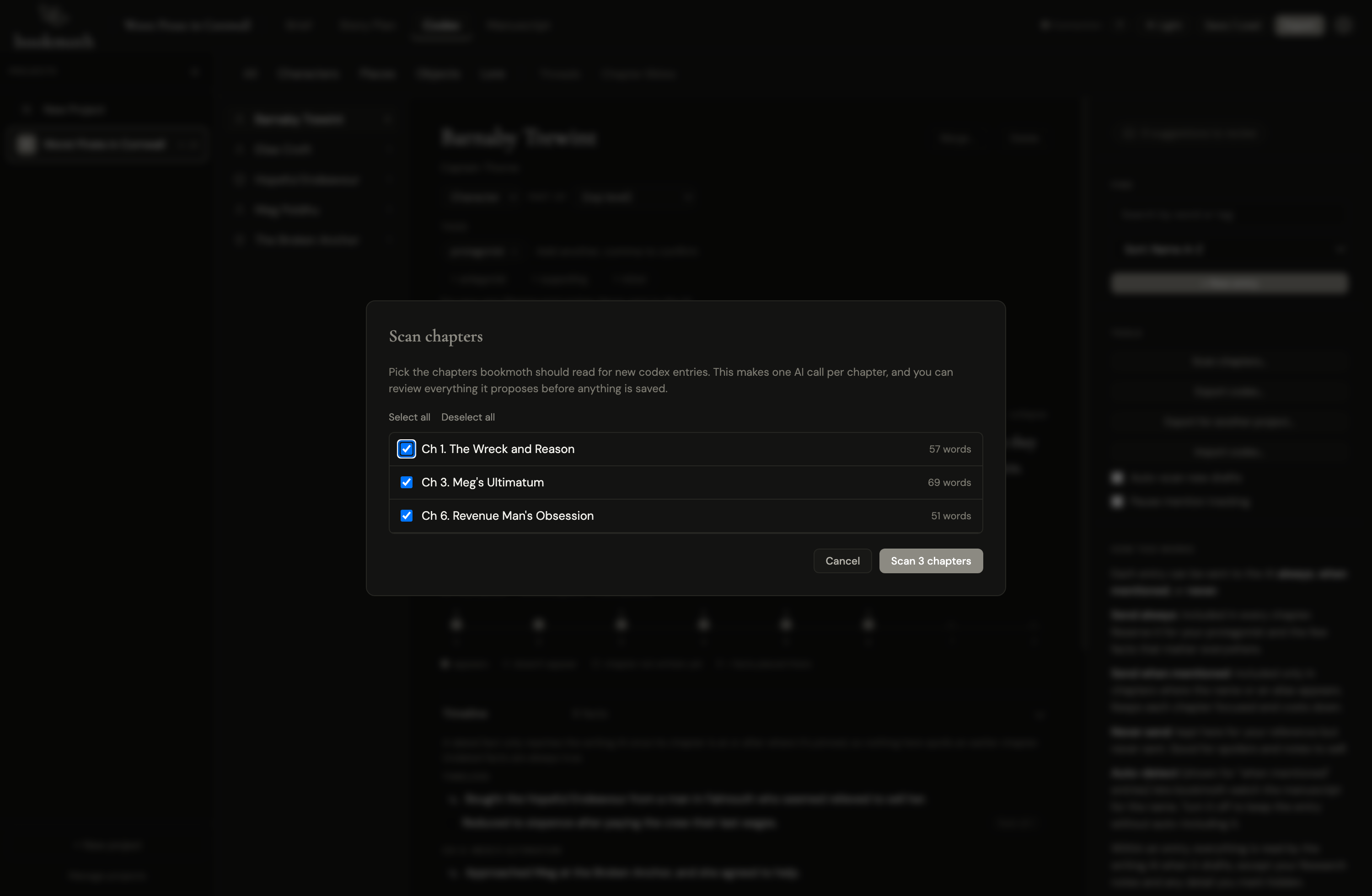 The Scan chapters picker