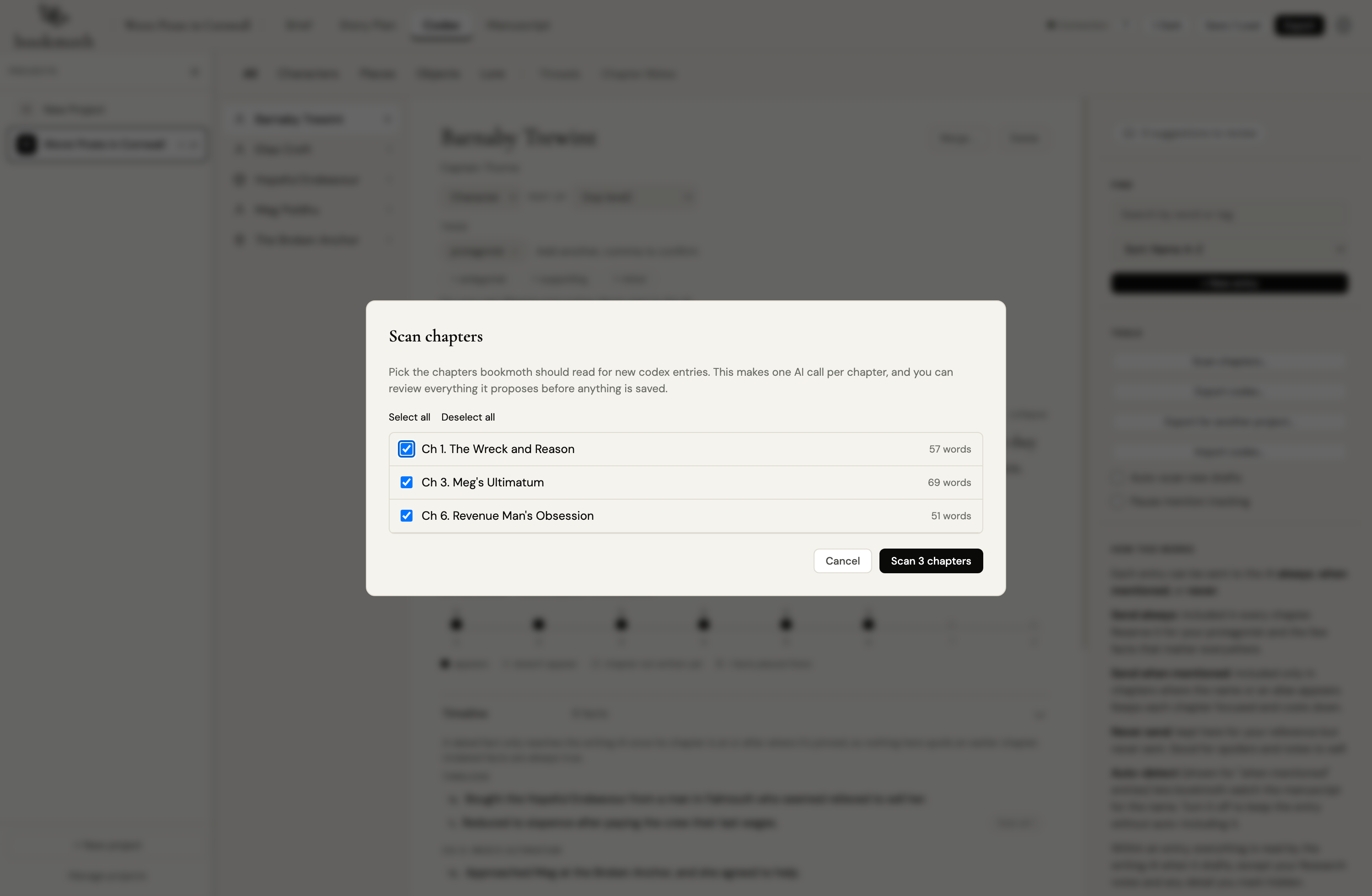 The Scan chapters picker