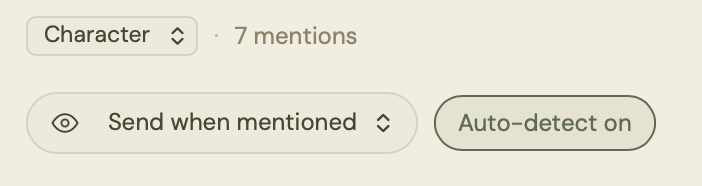 The send setting and auto-detect toggle on an entry